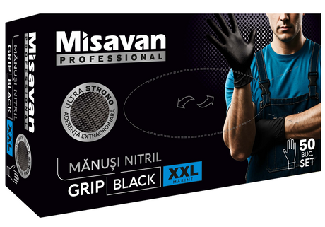 Manusi nitril Grip Misavan - negru - marimea XXL ● 50 buc. 90043710