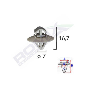 Clips fixare elemente exterioare pentru iveco/opel/renault 7X16.7 - gri set 10 buc Romix 71187