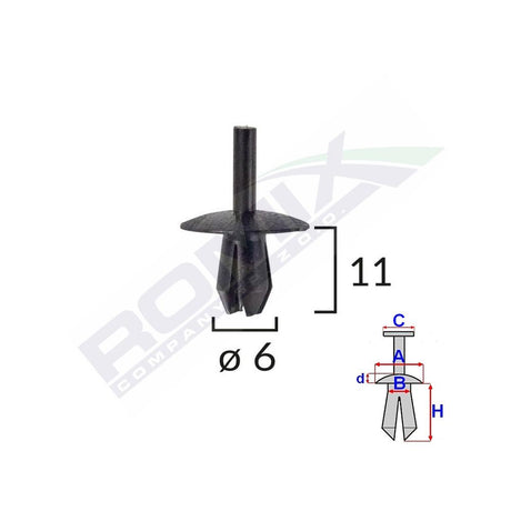 Clips fixare elemente exterioare pentru opel/mercedes/renault - negru set 10 buc Romix A13840