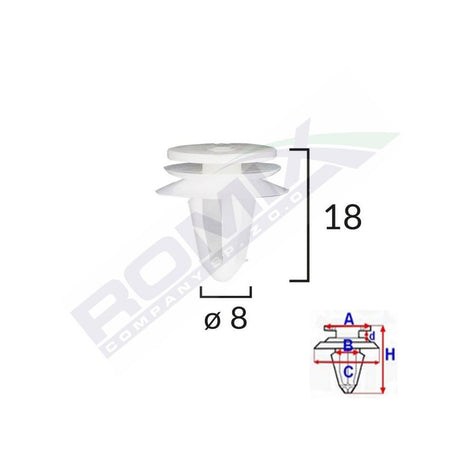 Clips tapiterie pentru Seat Vw 8X18MM - gri set 10 buc Romix C10156