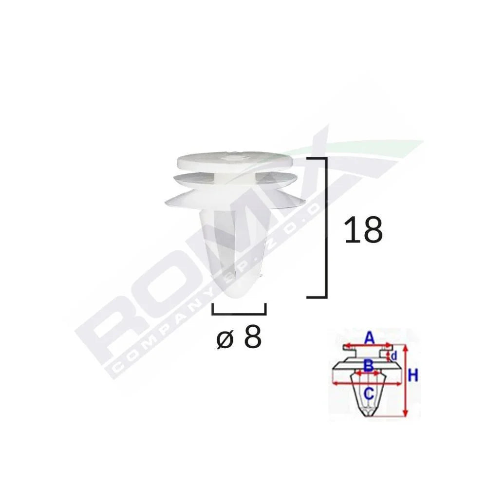 Clips tapiterie pentru Seat Vw 8X18MM - gri set 10 buc Romix C10156 – imagine 2