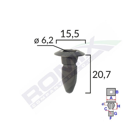 Clips fixare pentru grup vag - negru set 10 buc Romix 15507