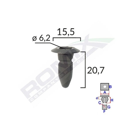 Clips fixare pentru grup vag - negru set 10 buc Romix 15507 – imagine 2
