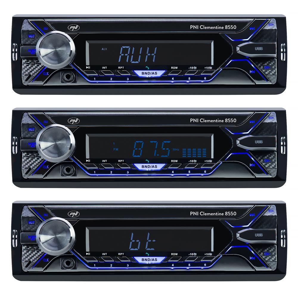 Radio MP3 player auto Pni clementine 8550BT, fata detasabila, 4X45W, 12V, 1 din, cu sd, USB, aux, rca PNI-MP3-8550