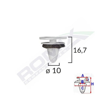 Clips fixare elemente exterior, grila de admisie, pentru Kia si Hyundai set 10 buc Romix C60515