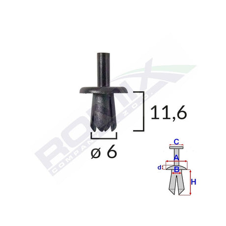 Clips fixare pentru Alfa romeo/fiat Mercedes Opel - negru set 25 buc Romix 50397