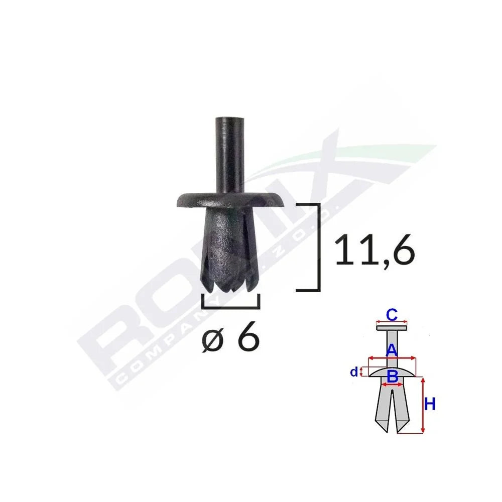 Clips fixare pentru Alfa romeo/fiat Mercedes Opel - negru set 25 buc Romix 50397 – imagine 2