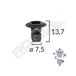 Clema fixare elemente roata pentru grup vag 7.5X13.7MM negru set 10 buc Romix C60672 – imagine 3