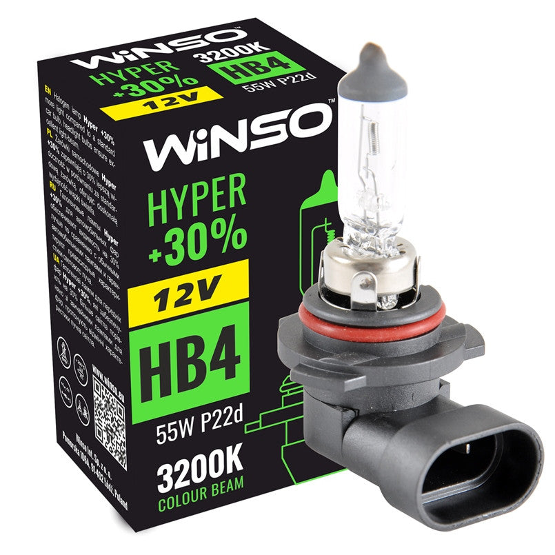 Bec Halogen Winso Hyper +30% HB4 - 12V, 55W P22d ● 3200K 712600