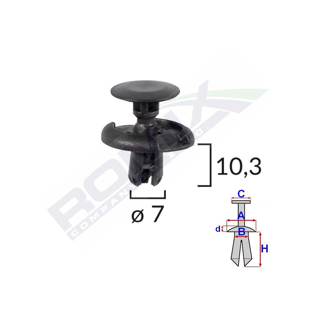 Clips fixare pentru toyota/suzuki 7X10.3MM - negru set 10 buc Romix B23143