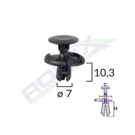 Clips fixare pentru toyota/suzuki 7X10.3MM - negru set 10 buc Romix B23143