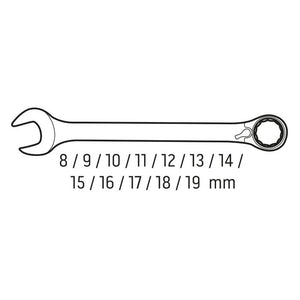 Set de chei cu clichet și comutator, 12 bucăți, 8 - 19 mm Neo Tools 9345 – imagine 2