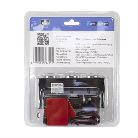 Incarcator auto spliter Pni lighter 20 12V/24V, cu 2 iesiri bricheta, 2 x USB (1A), indicator LED PNI-SBR20 – imagine 6