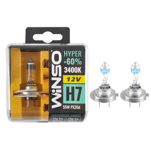 Bec Halogen Winso Hyper +60% H7 - 12V, 55W PX26d ● 3400K ● Set 2 buc 712730