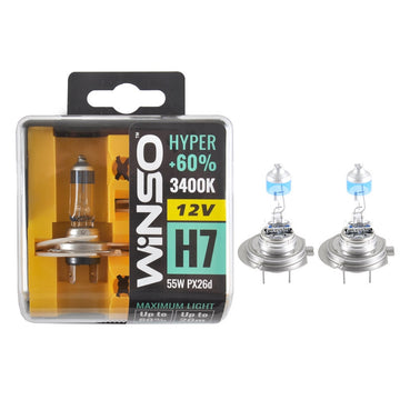 Bec Halogen Winso Hyper +60% H7 - 12V, 55W PX26d ● 3400K ● Set 2 buc 712730