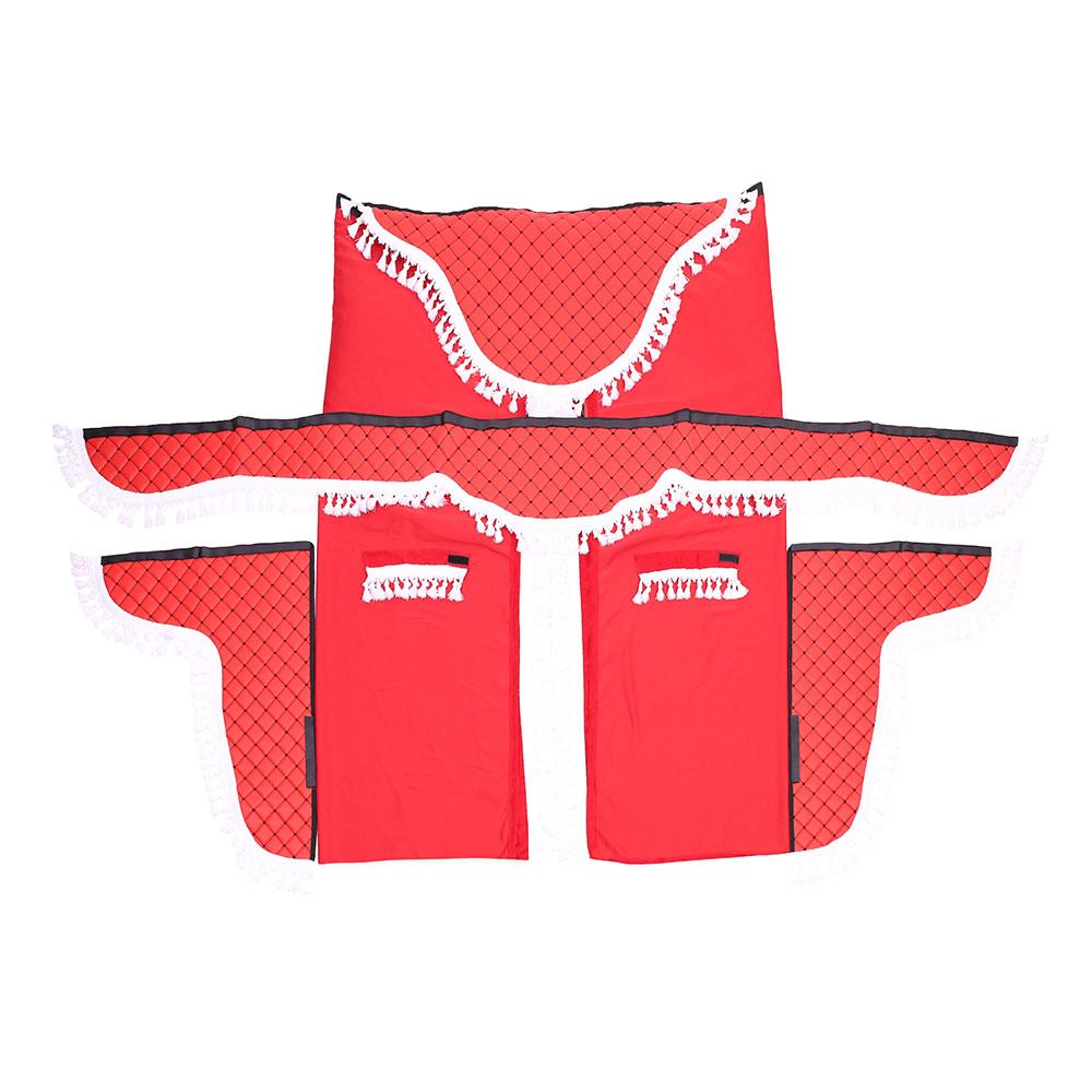Set perdele cabina camion. universale. velur. rosu-alb Mega Drive 96315