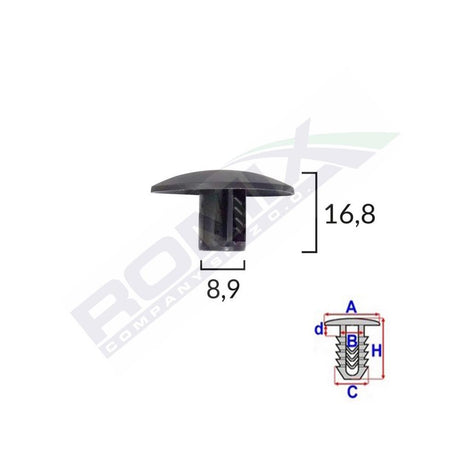 Clips tapiterie pentru citroen/renault - negru set 10 buc Romix 10556