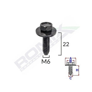 Surub fixare elemente exterior pentru Peugeot, Citroen 6X22MM set 5 buc Romix C60619 – imagine 2