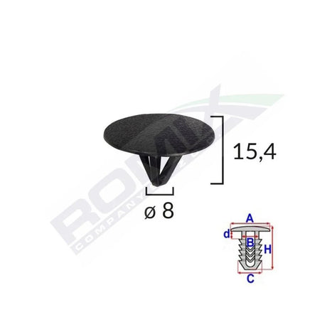Clips fixare protectie motor pentru Hyundai, Kia 8X15.4MM negru set 10 buc Romix C60638 – imagine 3