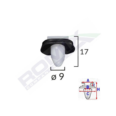 Clips fixare elemente exterioare pentru citroen/peugeot/fiat 9X17MM - alb set 10 buc Romix C10093