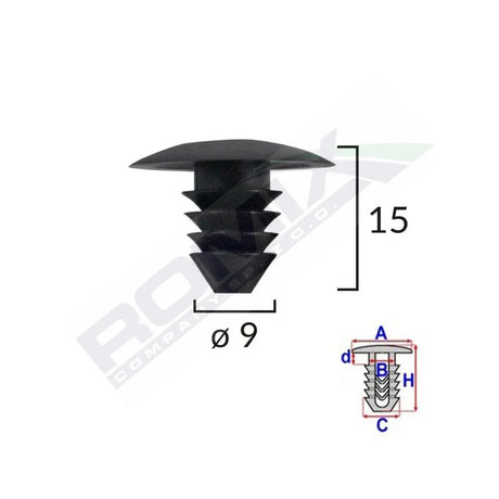 Clips tapiterie pentru grup vag 9X15MM - negru set 10 buc Romix A11888 – imagine 2