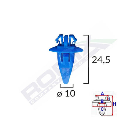 Clips fixare elemente exterioare pentru Toyota 10X24.5 - albastru set 10 buc Romix 80104