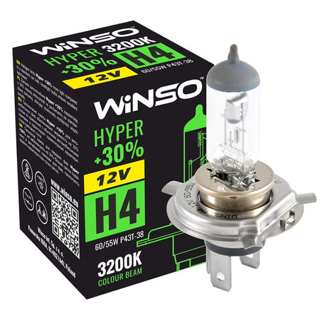 Bec Halogen Winso Hyper +30% H4 - 12V, 60/55W P43t-38 ● 3200K 712400