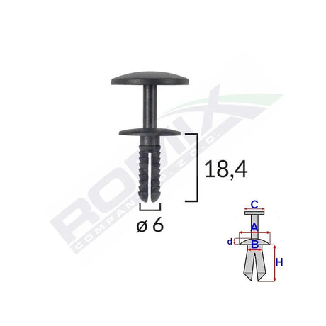 Clips fixare universal 6X18.4MM - negru set 25 buc Romix C10013 – imagine 2
