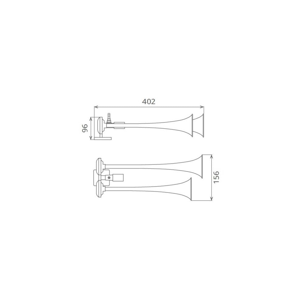 Claxon crom camion cu doua goarne 24V 1A Seger 82AH2400K