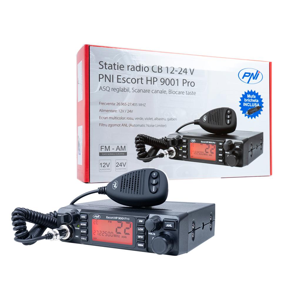Statie radio cb Pni escort HP 9001 pro asq reglabil, am-fm, 12V/24V, 4W, scan, dual watch, anl, ecran multicolor PNI-HP9001P