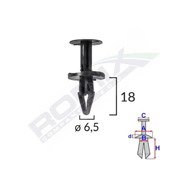 Clips fixare pentru Ford, Opel 6.5X18MM negru set 10BUC Romix C70149