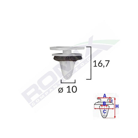 Clips fixare elemente exterior, grila de admisie, pentru Kia si Hyundai set 10 buc Romix C60515