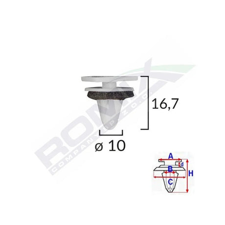 Clips fixare elemente exterior, grila de admisie, pentru Kia si Hyundai set 10 buc Romix C60515 – imagine 2