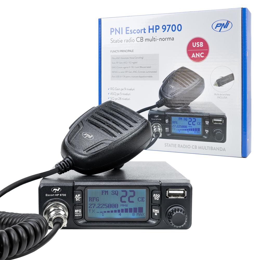 Statie radio cb Pni escort HP 9700 12/24V, USB, anc, asq, mufa de bricheta inclusa PNI-HP9700USB