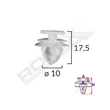 Clips tapiterie pentru citroen/peugeot/volvo 10X17.5MM - gri set 10 buc Romix C10091