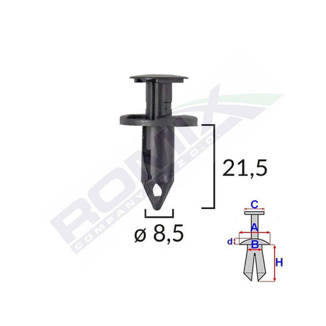 Clips fixare pentru audi/seat/vw/mazda/nissan 8.5X21.5MM - negru set 10 buc Romix C10129