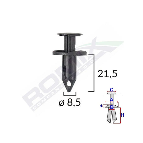 Clips fixare pentru audi/seat/vw/mazda/nissan 8.5X21.5MM - negru set 10 buc Romix C10129 – imagine 2