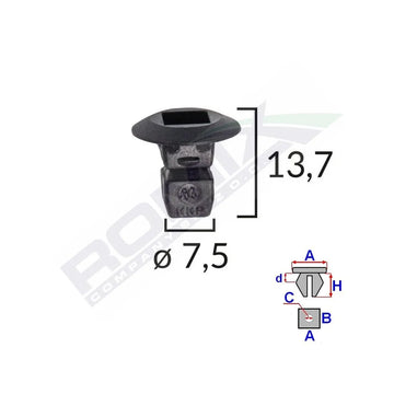 Clema fixare elemente roata pentru grup vag 7.5X13.7MM negru set 10 buc Romix C60672