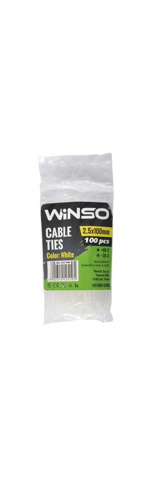 Coliere plastic 2,5x100 Alb - Set 100 buc Winso 125100