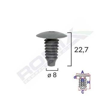 Clips tapiterie pentru audi/ford/opel/mercedes Vw 8X22.7 - negru set 10 buc Romix A12301S