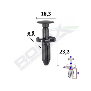 Clips fixare elemente exterior pentru Fiat, Jeep, Chrysler, dodge 8X23.2MM negru - set 10 buc Romix C70562 – imagine 2