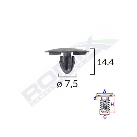 Clema capac motor pentru lexus/toyota 7.5X14.4MM - negru set 10 buc Romix B25665