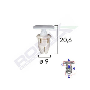 Clips fixare prag pentru Mercedes 9X20.6MM - alb set 10 buc Romix A82026