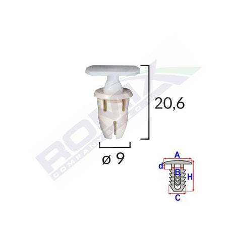Clips fixare prag pentru Mercedes 9X20.6MM - alb set 10 buc Romix A82026