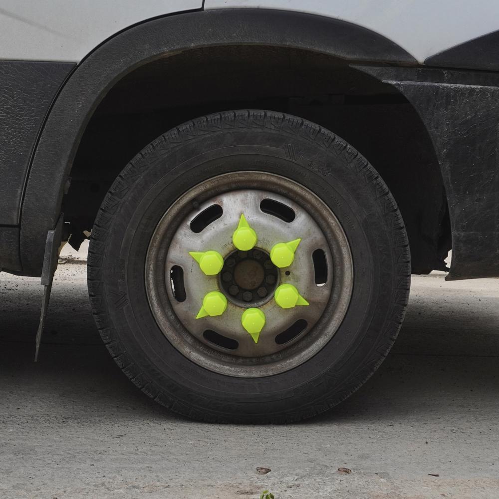Set 10 bucati capac plastic pentru prezon roata cu indicator 33 mm neon galben 41 mm Mega Drive NN33 Z/Y/NEON WS