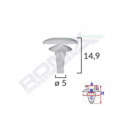 Clips garnituri pentru mitsubishi/toyota/honda/hyundai/lexus 5X14.9MM - alb set 10 buc Romix C10070