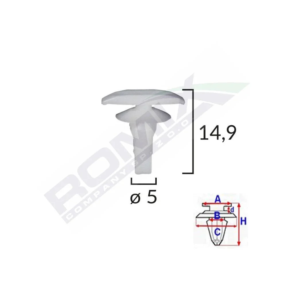 Clips garnituri pentru mitsubishi/toyota/honda/hyundai/lexus 5X14.9MM - alb set 10 buc Romix C10070 – imagine 2