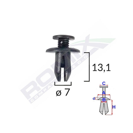 Clips fixare pentru mazda/suzuki 7X13.1MM - negru set 10 buc Romix B22044