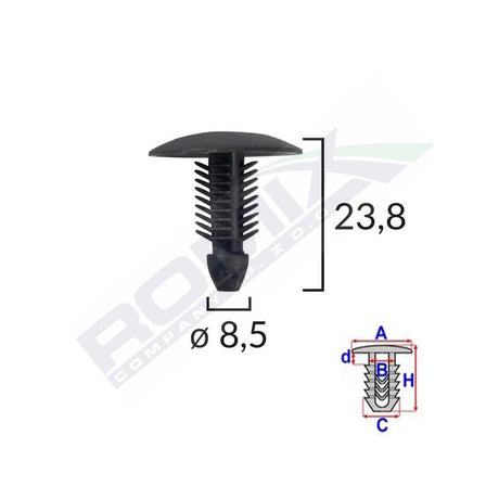 Clips tapiterie pentru citroen/fiat/peugeot - negru set 10 buc Romix 20242