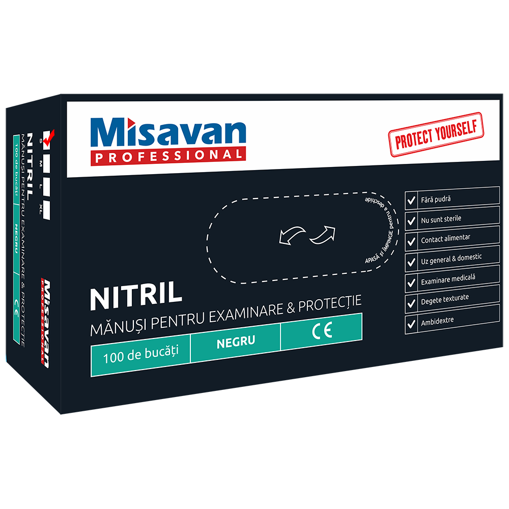 Manusi nitril Misavan, negru S 90015748